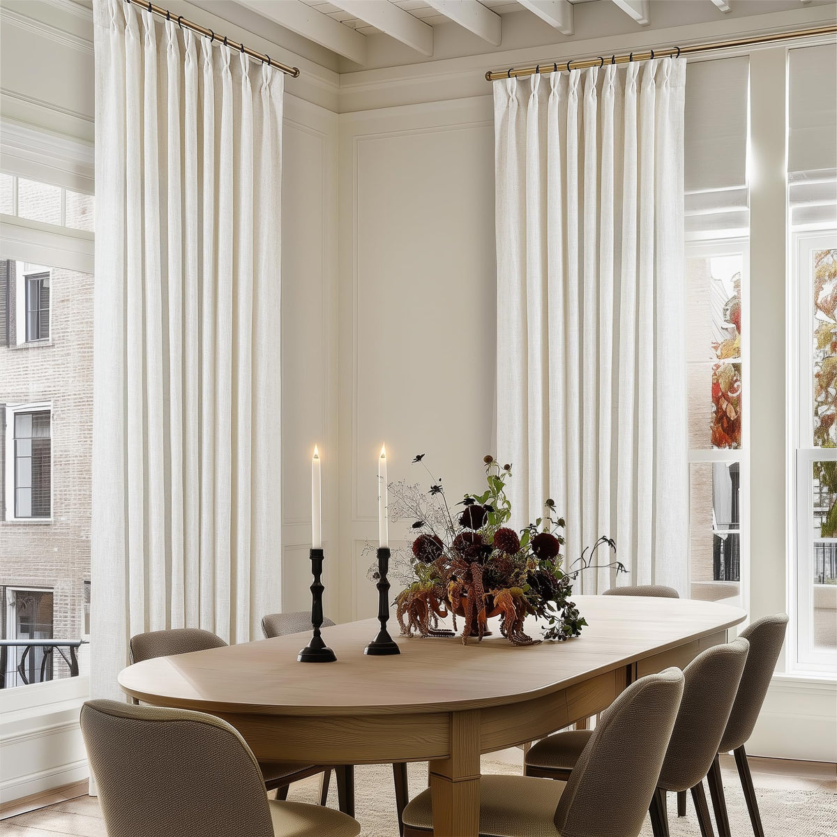 Natural Extra Wide Pinch Pleat 102 Inch Curtains I3678