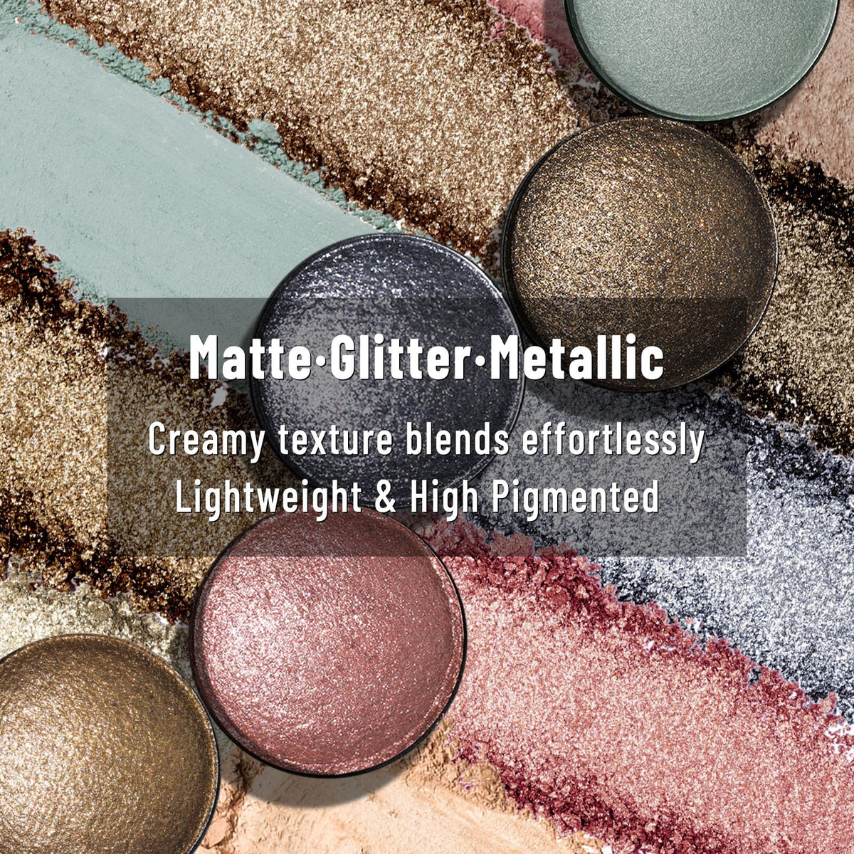 Baked Eyeshadow Makeup Palette 16 Pigmented Soft Neutrals Taupe Earth Tones Smoky Shades Glitter Matte Metallic R690844
